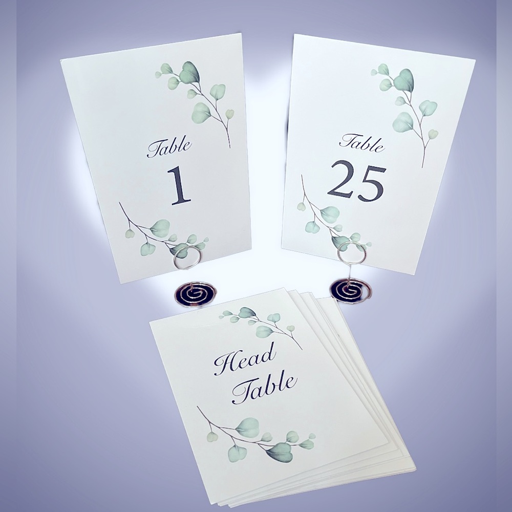 Table Numbers 1-25 Plus Head Table Card